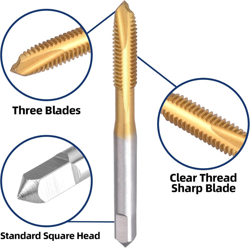 Burkit 2pcs M5 Spiral Point Tap, HSS Titanium coating M5 x 0.8 Spiral Point Plug Threading Tap - Image 4